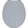 B&K Grey MDF Antibacterial Adjustable Hinges Toilet Seat has a Tongue and Groove Effect. Soft Close Hinges Simple Groove Lines Toilet Seat.(37.3x