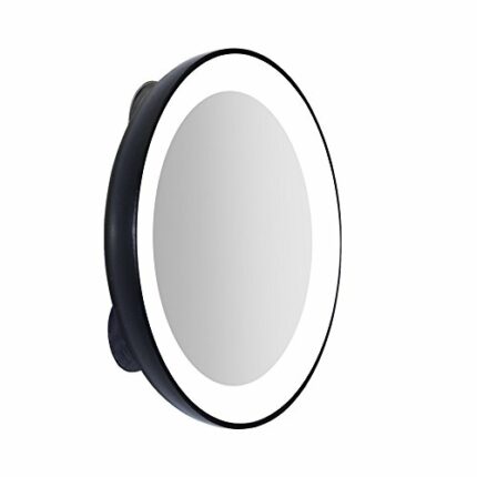 Zadro LED Ring Light Compact Mirrors w/Magnification & Suction Cup Mounting (3.5" dia., 15X, Black)