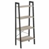 VASAGLE Ladder Shelf, Bookshelf, 4-Tier Industrial Storage Rack for Living Room, Bedroom, Kitchen, Rustic Brown and Black LLS44X