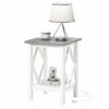 3imothrix End Table with Charging Station, Side Table with USB Ports and Outlets, Nightstand, 2 Tier End Table with Storage Shelf for Living Room