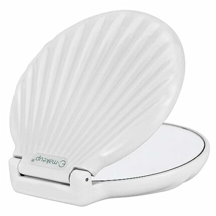 Folding Travel Mirror Lighted Makeup Mirror (White)