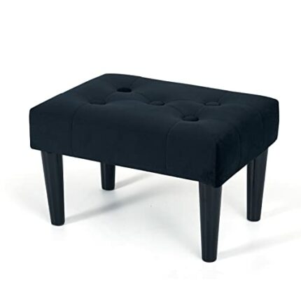 BRIAN & DANY Small Footstool Ottoman, Velvet Wooden Foot Stool Ottoman with Wood Legs, Sofa Footrest Extra Seating for Living Room Entryway Offic