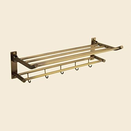 HIGOH Towel Racks,Bathroom Towel Rack Wall Mounted Towel Holder,European Style Antique Towel Rack,All Copper Folding Bath Towel Holder,Retro Bath