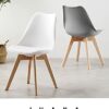 IHANA Dining Chair with Cushioned Pad Seat & Solid Beech Wood Legs for Mid Century Modern Dining Room Living Room Bedroom Kitchen & Lounge