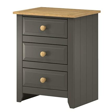 Core Products, Capri 3 Drawer Bedside Cabinet, White with solid Pine Top