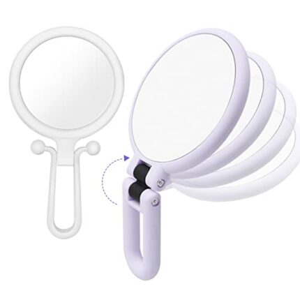 Bncxdc Magnifying Mirror, Bathroom Mirror, 2 Pieces Makeup Mirrors 5/15X Magnifying, Compact Hand Mirror 360 Rotation Double Sided, Travel Vanity