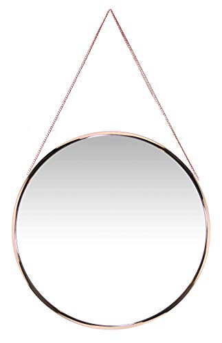 Infinity Instruments Large 18 inch Round Hanging Mirror with Chain Franc Circular Mirrors for Wall Durable Metal Chain Easy-to-Hang Circular Wall