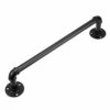 BSTKEY Vintage Industrial Pipe Towel Holder - Wall Mounted Retro Metal Towel Rack Bar Hanging Bathrobe Holder Hanger, Bathroom Accessories, Black