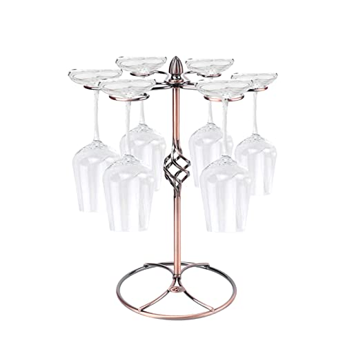 6 Hook Wine Glass Rack Holder, Retro Style Tabletop Wine Glass Display Holder Hanging Shelf Organizer Kitchen Cutlery Storage Rack for Home Bar R