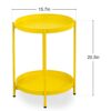 FUNME Folding End Table 2-Tier Metal Round Side Table with Removable Tray for Living Room (Yellow)