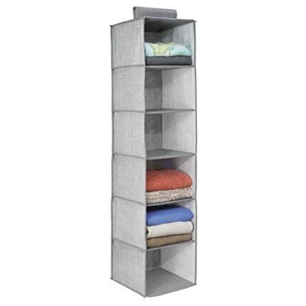 mDesign Fabric Wardrobe Organiser - The Perfect Wall Mounted Hanging Rack for Clothes, Jackets & More - Ideal as a Shoe Rack or as Hanging Shelve