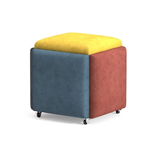 LUKEO Stool Household Stool Combination Stool 5 In 1 Restaurant Living Room Small Stool Sofa Stool Storage (Color : Argento, Size : As show)