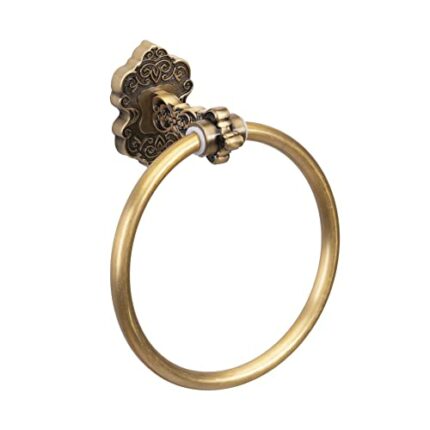 SDH Bathroom Towel Ring - Vintage Style Antique Brass Towel Hanger - Wall Mount Kitchen & Bathroom Hand Towel Holder - Pack of 1 Heavy Duty Decor