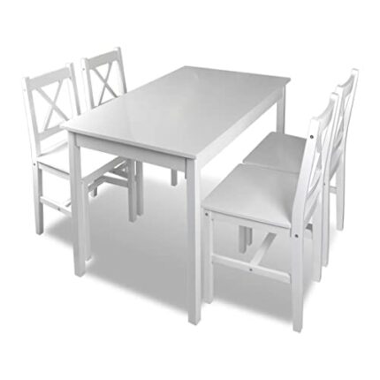 WALNUT Kitchen Tables and Chairs Set Dining Room Table Set for 4 White