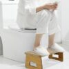 AkoaDa Toilet Stool, Bamboo Toilet Stool, Bathroom Toilet Stool, 35 Degree Heavy Duty C Shaped Stool Bathroom Accessories Foot Stool