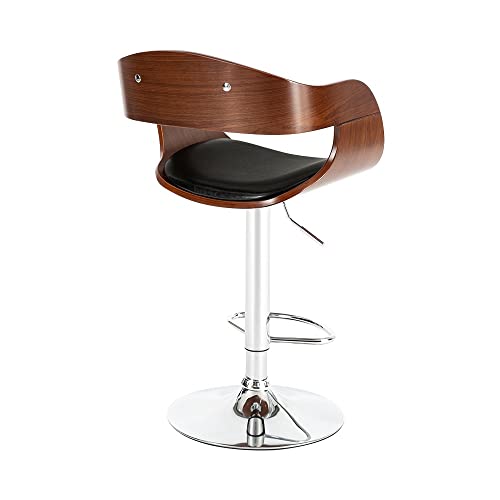 2Pcs Coffee Bar Stool Computer Chairs Curved Design PU Leather Surface 360 Rotation Height Adjustable