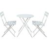 Sijux Indoor/Outdoor 3Pc Metal Folding Set, Foldable Table And Chairs, Thicken 2 Chairs And 1 Table Cafe Garden Dining Set Folding Outdoor Tables