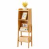Welnow Natural Modern End Table, Solid Oak Wood Nightstand with 2 Tier Storage Space Open Shelf Side Table Cabinet Small Bedside Table Practical