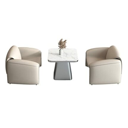 Business Negotiation Tables and Chairs set,Dining Reception Table Chair Combination,Coffee Shop Leisure Table Minimalist Style PU Leather Sofa Of