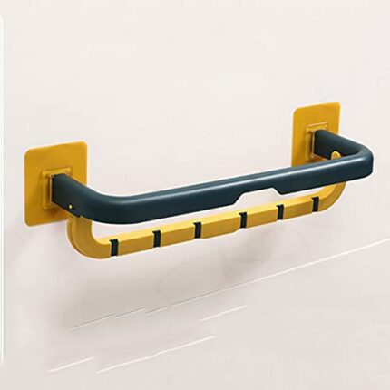 LIUZH Self-adhesive Towel Holder Rack Wall Mounted Towel Hanger Bathroom Towel Bar Shelf Roll Holder 2 Laye Hooks Bathroom Organizer
