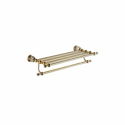 N/A Golden Towel Rack, Crystal Plus Stainless Steel Towel Rack, Bathroom Rack, Size 61.8x24x5.7 Cm - Towel Rack