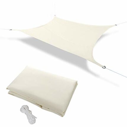 Warooma 2.5m x 2.5m Sun Shade Sails Canopy with Rope Rectangle Sand UV Heavy Duty Commercial Grade Patio Waterproof Block Sun Shade Awning for Ou