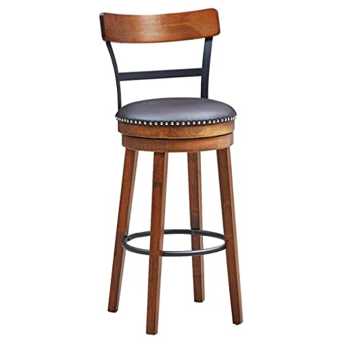 WALNUT 30.5" BarStool Swivel Pub Height Kitchen Dining Bar Chair With Rubber Wood Legs