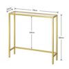 HOOBRO Console Table, Tempered Glass Sofa Table, Gold Hallway Table, Slim Entryway Table, 75 x 22 x 80 cm, Modern Display Table for Living Room,