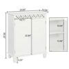 WALNUT Bathroom Floor Storage Cabinet With 2 Door Shelves 60x34.5x77CM Carved Cabinet White