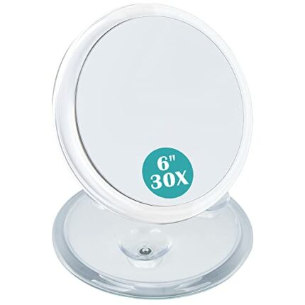 B Beauty Planet Magnifying Mirror 30X,Diameter 15cm,3 Suction Cups Mirror,Travel Mirror for Makeup