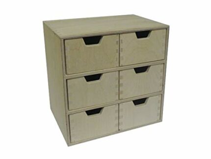 6 Drawer Wooden Chest - Storage Cupboard Unpainted Playwood Drawers Decoupage