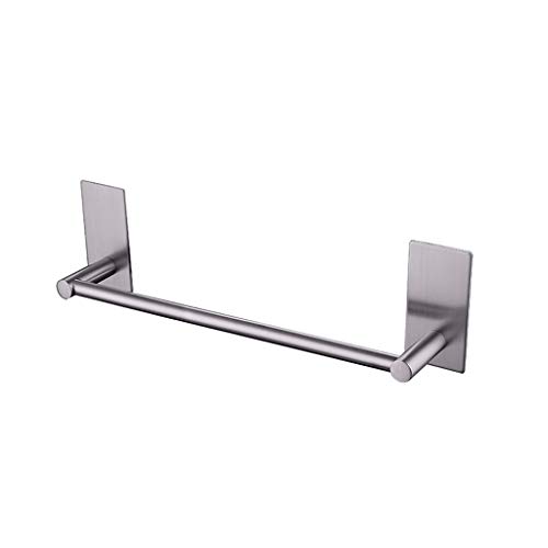 N/A Self Adhesive Single Towel Rail,Stainless Steel Bathroom Towel Holder Tack 30cm,Towel Rails Wall Mounted for Kitchen Bathrooms