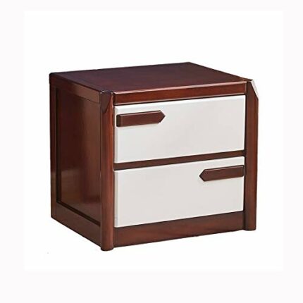 N/A Bedside Table Solid Wood Simple Bedside Table, Walnut Color and White Overall Bedside Table