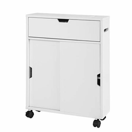 SoBuy® BZR31-W, Bathroom Cabinet Storage Shelf on Wheels, Bathroom Toilet Paper Storage Cabinet