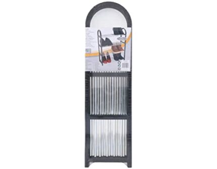 Lifetime Shoe Rack 4 Layers Space Saving for 8 Pairs of Shoes Silver/Black, Metal/Plastic