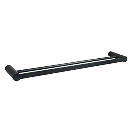 24 Inch Double Towel Rail Stainless Steel Towel Holder Wall Mounted Rustproof Black Matte Surface Towel Bar Bathroom Kitchen Accessories