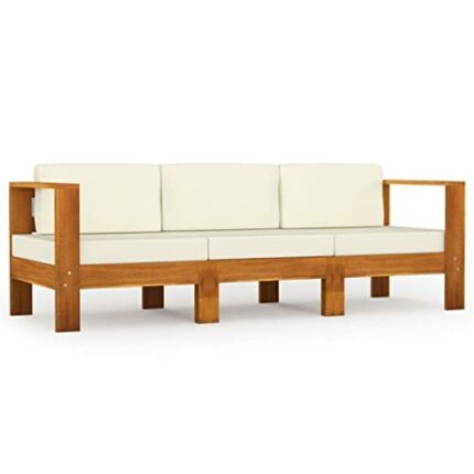 WODMB Garden Furniture 6 Pcs with Cushions Cream Solid Acacia Wood Garden Furniture Set (Color : B, Size : One size)