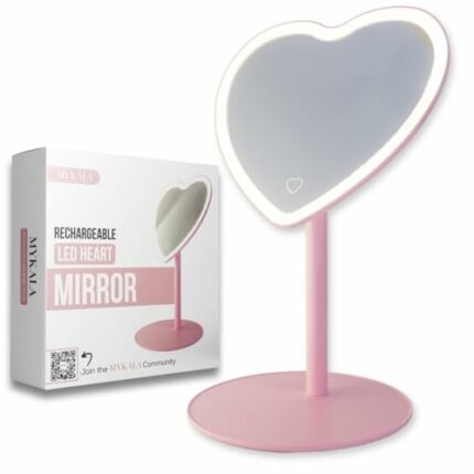 Pink Heart Mirror with Lights for Makeup Desk. Heart Shaped Mirror for Pink Room Decor. Pink Mirror for Dresser, Aesthetic Mirror with Lighting,
