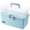 Uposao Plastic Storage Box with 3-Tier Fold Tray Medicine Organizer Portable Handled Case Lockable Container for Medicine Cosmetic Sewing Toy