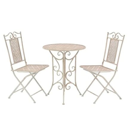 TJLSS 3 Piece Bistro Set Steel Garden Chairs and Table Set Outdoor Furniture Minimalist Modern (Color : B, Size : Taille unique)