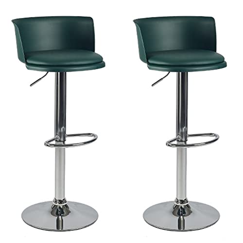 WJIHUYU Wide Bar Stool, Set of 2 360° Swivel Adjustable Barstool with Back and Armless PU Leather Upholstered Airlift Counter Height Bar Chair fo