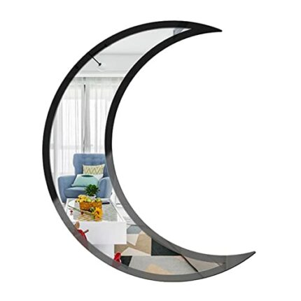 ZQYX Moon Phase Mirror, Bohemian Crescent Mirror Wall Decor, Acrylic Self-adhesive Mirror for Living Room, Bedroom, and Bathroom