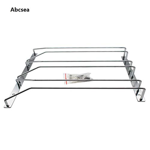 Abcsea 3 Rows Wine Glass Rack, 30cm Chrome Finished Wine Glass Holder Rack for Bar or Kitchen