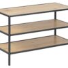 Amazon Brand - Movian Shoe Rack with 2 Shelves, Wild Oak Top and Black Metal Base, 35 x 77 x 50 cm