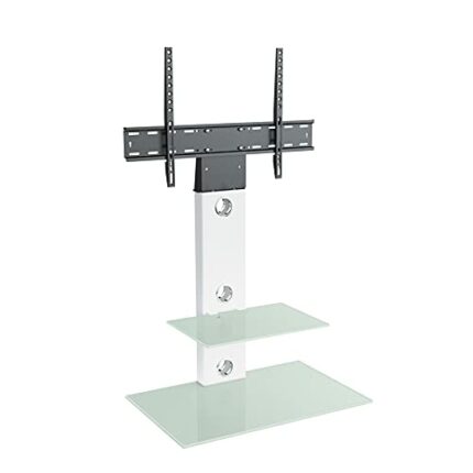 MAHARA Glass TV Stand with TV Mount & Shelf - TV Floor Stand for 32–65" & Max 40kg TV - Tall TV Stand VESA 75x75mm–600x400mm - Aqua & White TV St