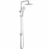 GRIFEMA COLUMNAS-G7005 Modern Chrome Shower Riser Rail Mixer, Round Bathroom Shower Tap System with Stainless Hose Pipe, Shower Head and ABS Hand