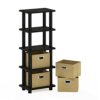 Furinno Toolless Shelves, Wood, Espresso/Black, one size,28.7 (W) x 73.15 (H) x 19.56 (D) cm