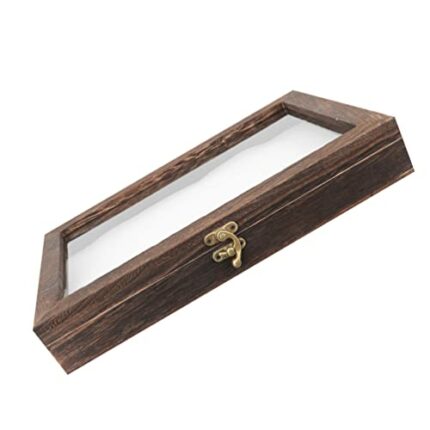 SEWACC Glass Display Cabinet Shadow Box Frame Display Box Floating Wooden Frame Challenge Coin Display Holder Pin Display Case Jewelry Display Ca