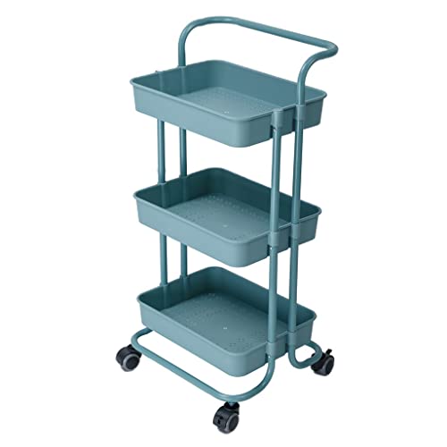 N/A 3 Layer Storage Rack Kitchen Trolley Movable Shelf Home Furniture Organizer with Wheels Narrow Cabinet (Color : Black, Size : 88 * 42 * 37cm)