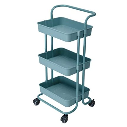 FEER 3 Layer Storage Rack Kitchen Trolley Movable Shelf Home Furniture Organizer with Wheels Narrow Cabinet (Color : White-style, Size : 88 * 42